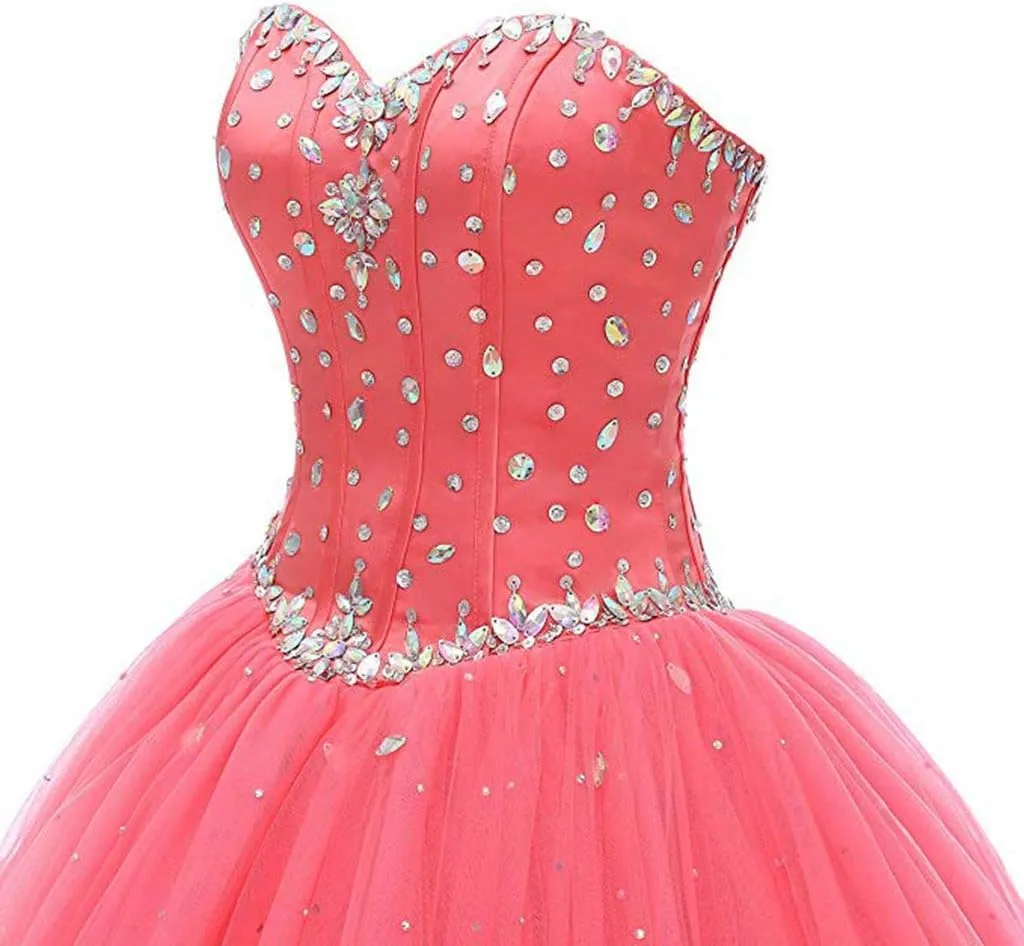 Women's Sweetheart Ball Gown Tulle Quinceanera Dresses Prom Dress