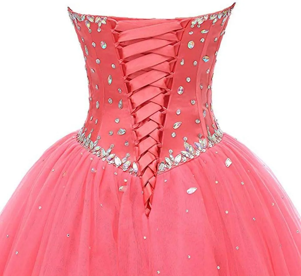 Women's Sweetheart Ball Gown Tulle Quinceanera Dresses Prom Dress