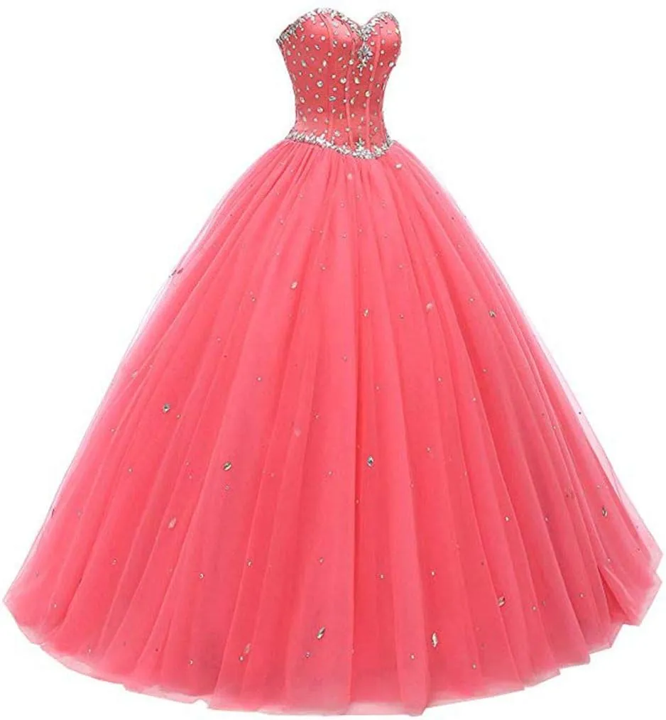 Women's Sweetheart Ball Gown Tulle Quinceanera Dresses Prom Dress
