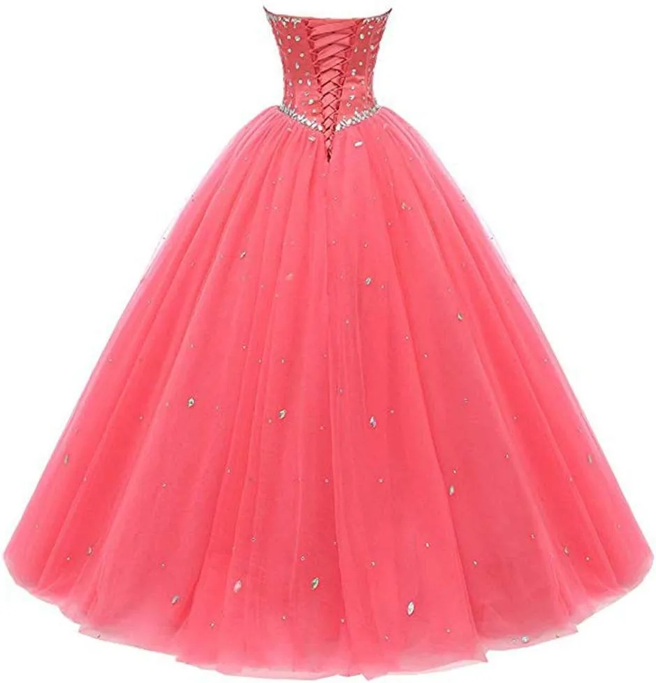 Women's Sweetheart Ball Gown Tulle Quinceanera Dresses Prom Dress