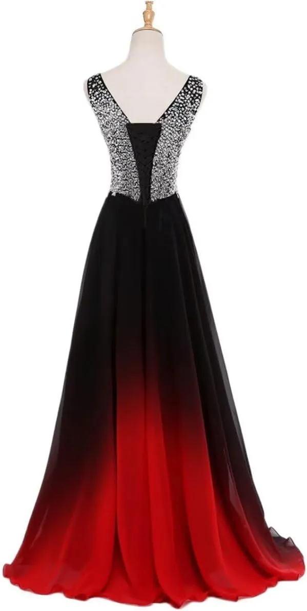 Women's Top Gradient Evening Prom A Line Gowns