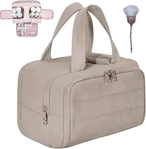 Women's Travel Cosmetic Bag,4-in-1 Waterproof Makeup Organizer,Large Capacity Hanging Toiletry Bag with Dividers