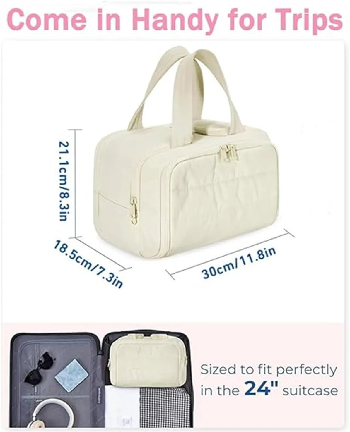 Women's Travel Cosmetic Bag,4-in-1 Waterproof Makeup Organizer,Large Capacity Hanging Toiletry Bag with Dividers