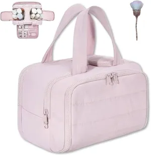Women's Travel Cosmetic Bag,4-in-1 Waterproof Makeup Organizer,Large Capacity Hanging Toiletry Bag with Dividers
