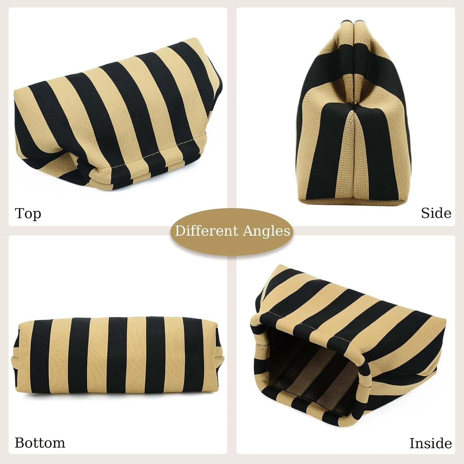 WOZEAH Summer Clutch Purses for Women Casual Crochet Dumpling Bag Colorblock Striped Cloud Clutch Handbags