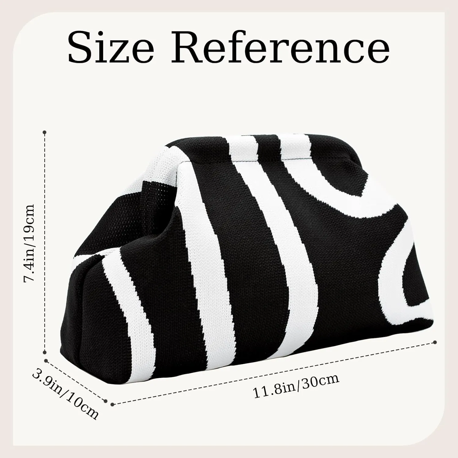 WOZEAH Summer Clutch Purses for Women Casual Crochet Dumpling Bag Colorblock Striped Cloud Clutch Handbags