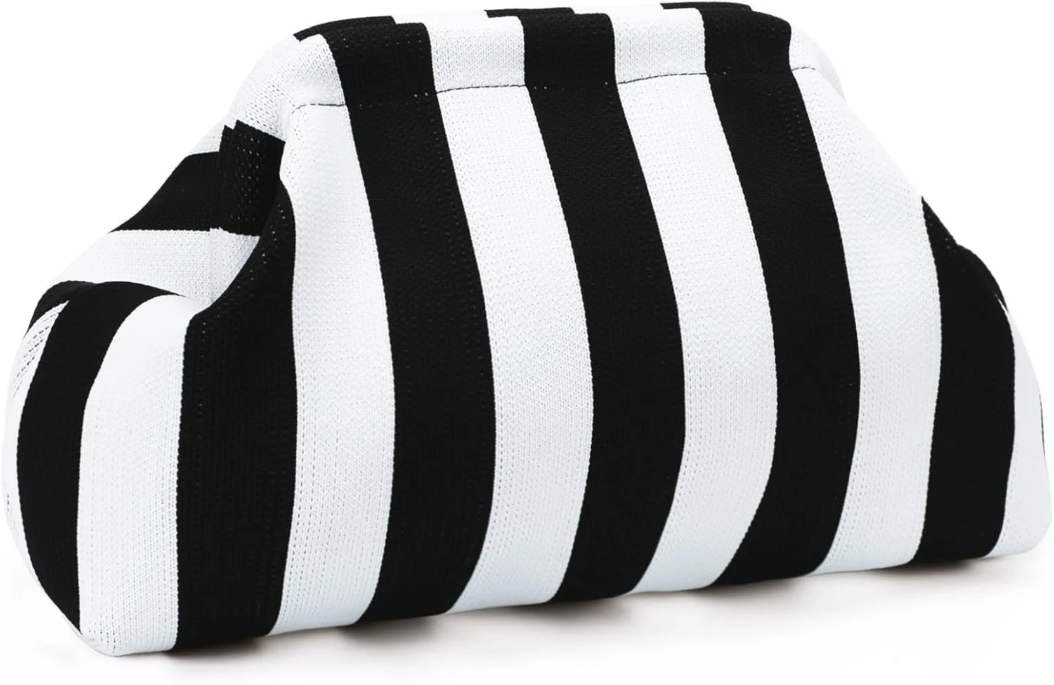 WOZEAH Summer Clutch Purses for Women Casual Crochet Dumpling Bag Colorblock Striped Cloud Clutch Handbags