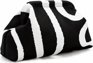 WOZEAH Summer Clutch Purses for Women Casual Crochet Dumpling Bag Colorblock Striped Cloud Clutch Handbags