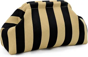 WOZEAH Summer Clutch Purses for Women Casual Crochet Dumpling Bag Colorblock Striped Cloud Clutch Handbags