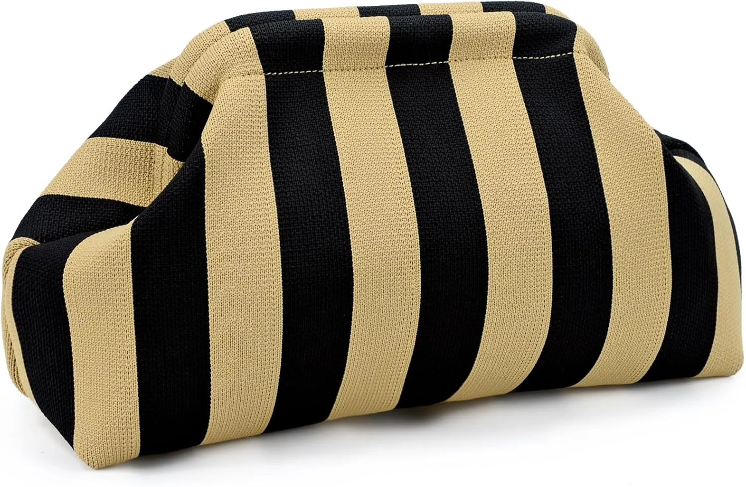 WOZEAH Summer Clutch Purses for Women Casual Crochet Dumpling Bag Colorblock Striped Cloud Clutch Handbags