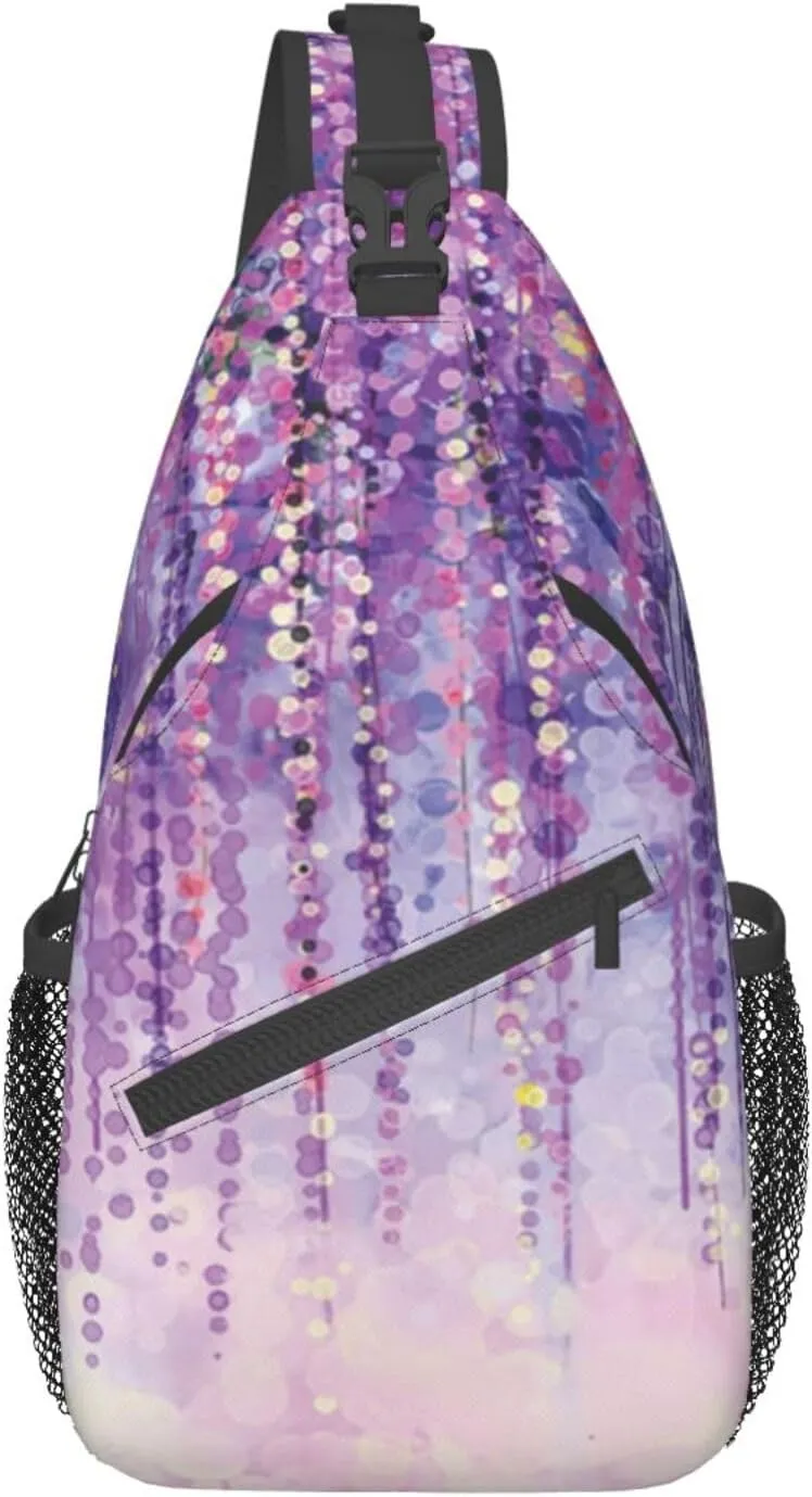 WURTON Floral Tree Print Trendy Casual Daypack Versatile Crossbody Backpack Shoulder Bag Fashionable Chest Bag, MC700
