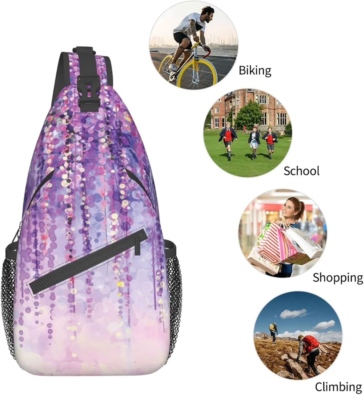 WURTON Floral Tree Print Trendy Casual Daypack Versatile Crossbody Backpack Shoulder Bag Fashionable Chest Bag, MC700