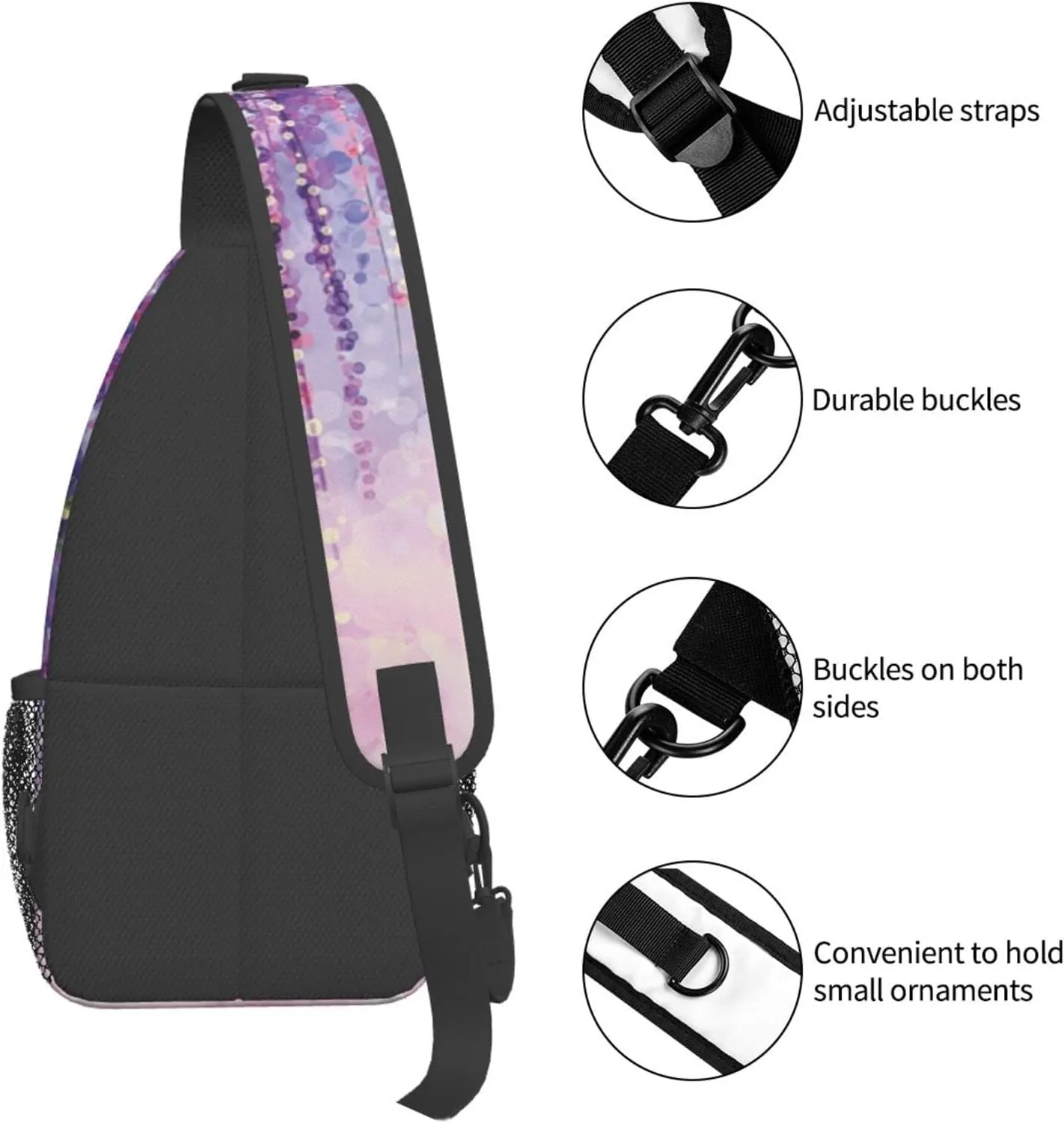 WURTON Floral Tree Print Trendy Casual Daypack Versatile Crossbody Backpack Shoulder Bag Fashionable Chest Bag, MC700