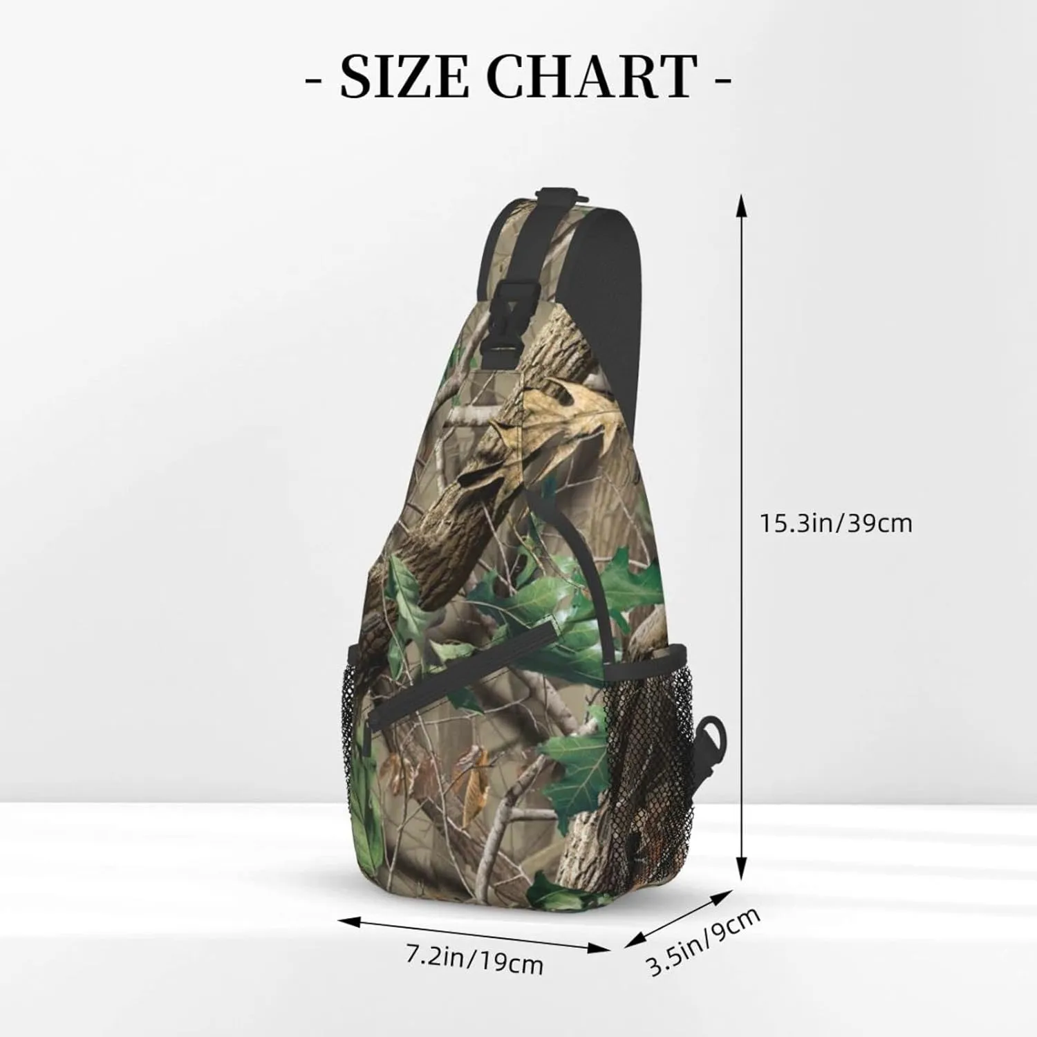WURTON Hardwoods Green Camo Print Trendy Casual Daypack Versatile Crossbody Backpack Shoulder Bag Fashionable Chest Bag