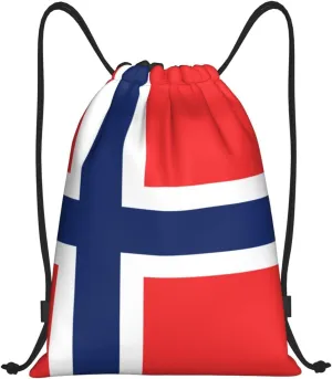 WURTON Norwegian Flag Print Drawstring Sport Bags Pull String Bag For All Occasions Gym Sack,Sports,Travelling