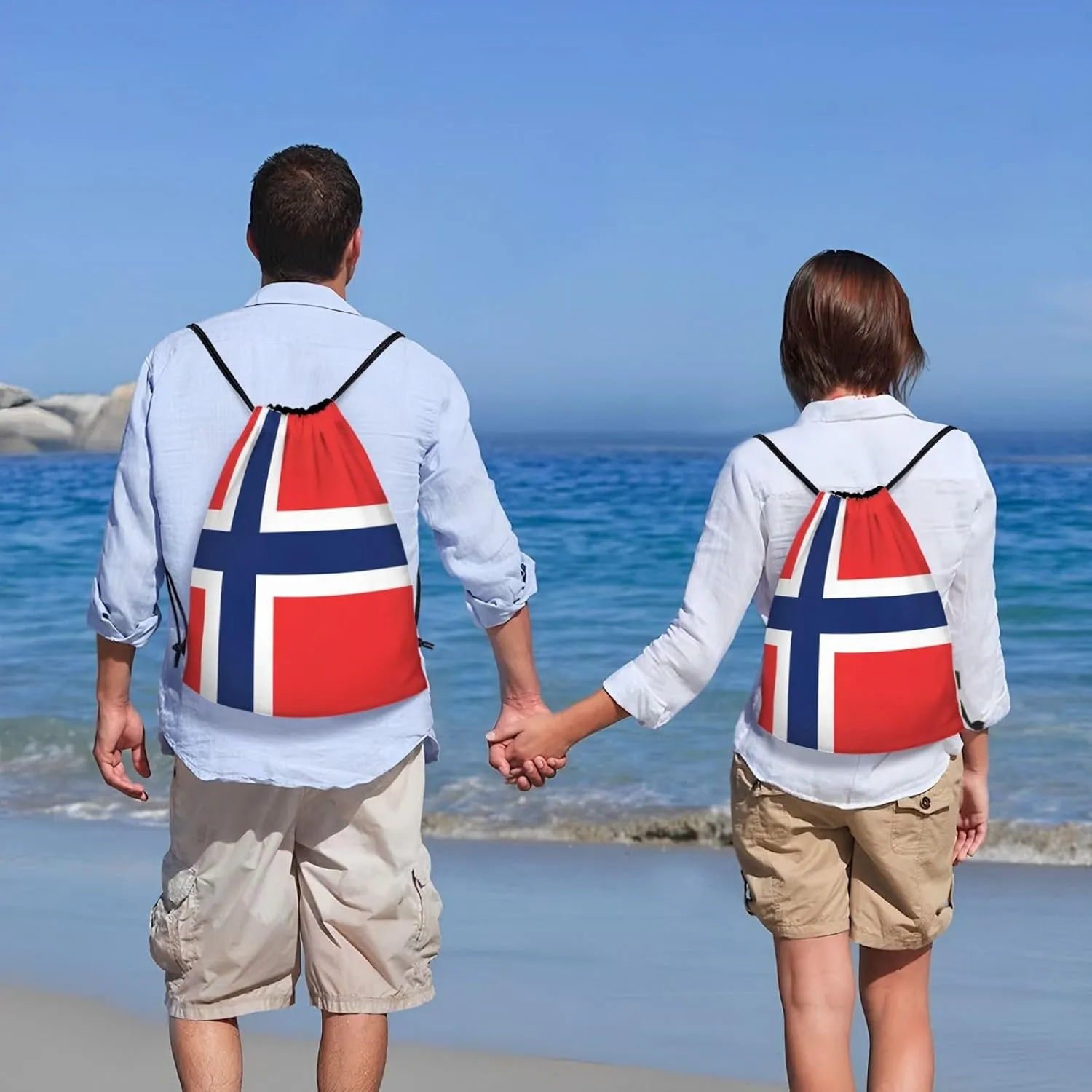 WURTON Norwegian Flag Print Drawstring Sport Bags Pull String Bag For All Occasions Gym Sack,Sports,Travelling