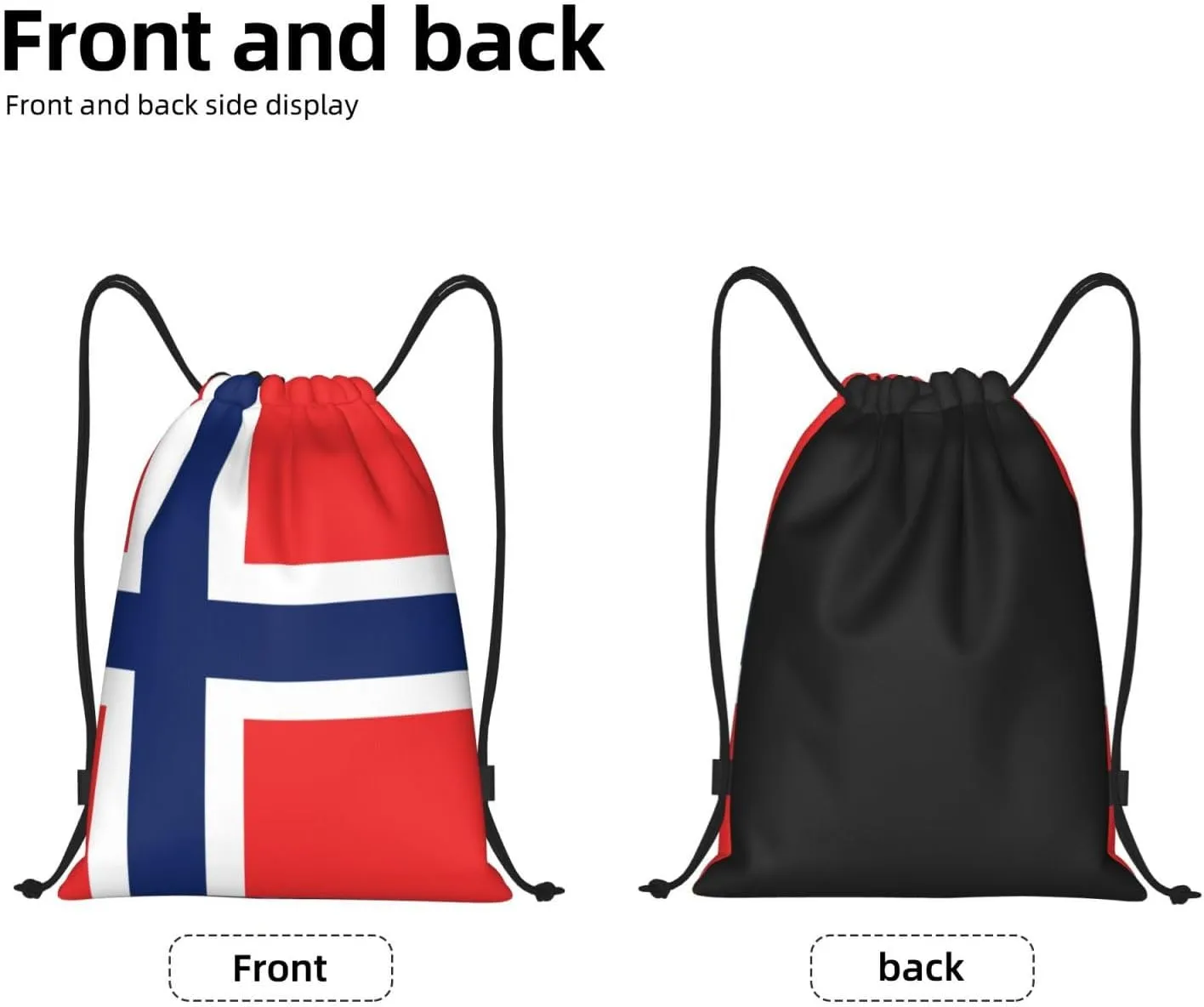 WURTON Norwegian Flag Print Drawstring Sport Bags Pull String Bag For All Occasions Gym Sack,Sports,Travelling