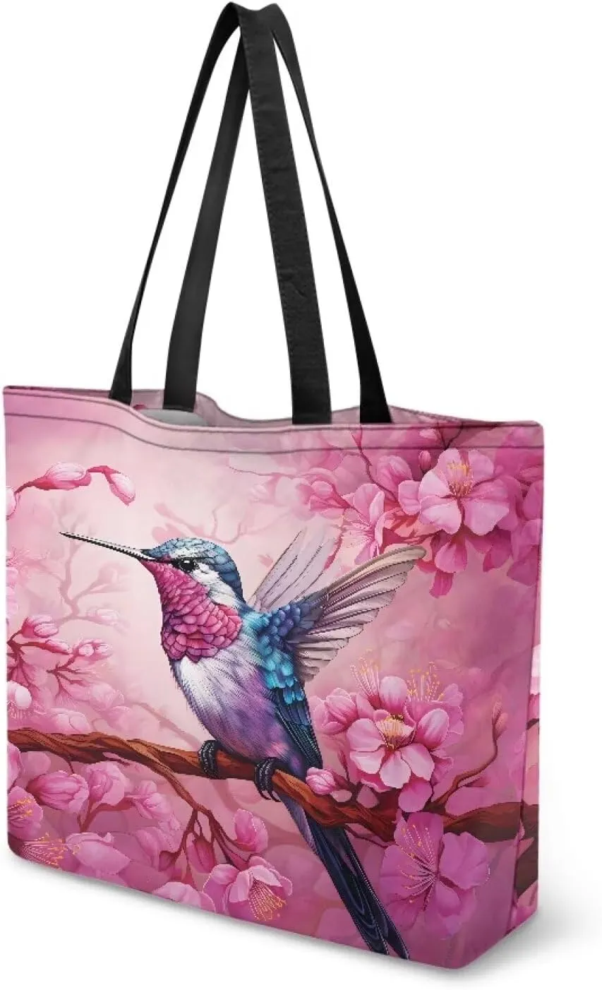 Xpyiqun Canvas Tote Bag for Women Aesthetic Cloth Bags Reusable Grocery Shopping Bag Large Shoulder Handbag
