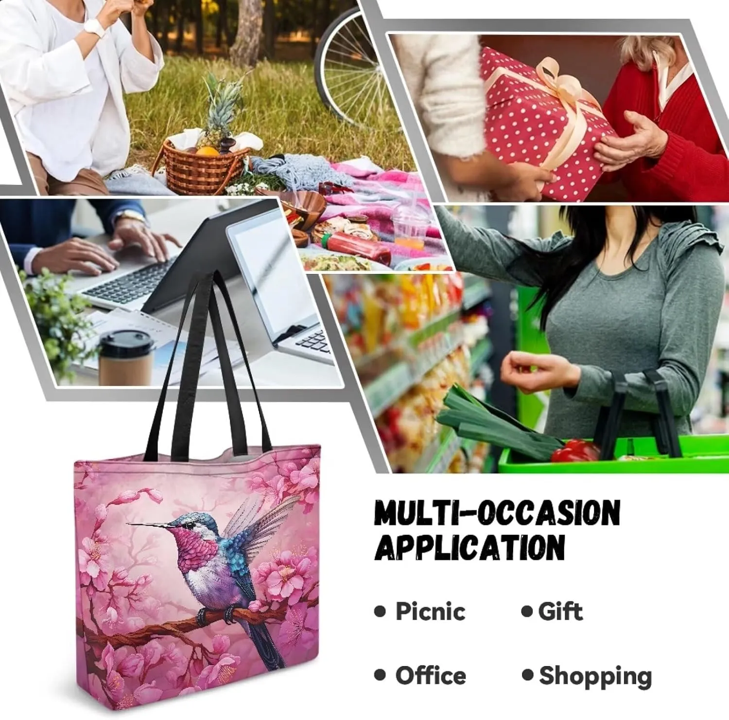 Xpyiqun Canvas Tote Bag for Women Aesthetic Cloth Bags Reusable Grocery Shopping Bag Large Shoulder Handbag