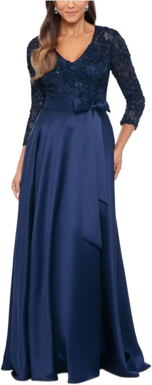 Xscape Womens Lace Long Evening Dress