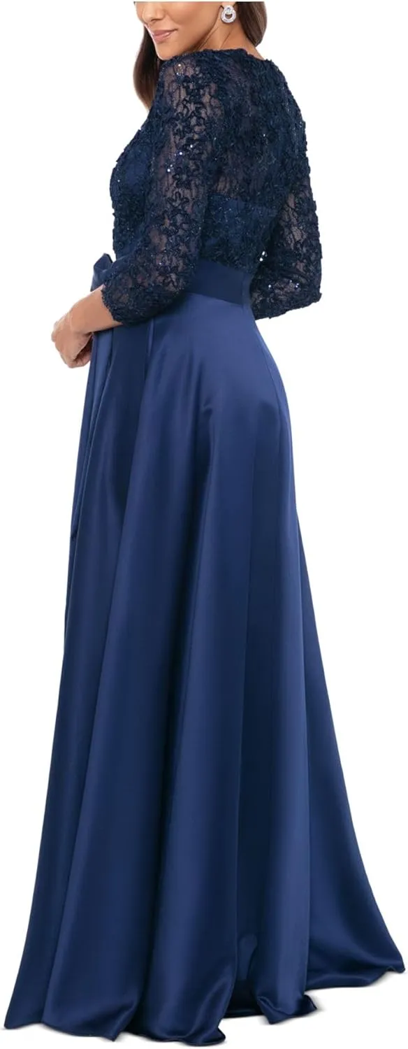 Xscape Womens Lace Long Evening Dress