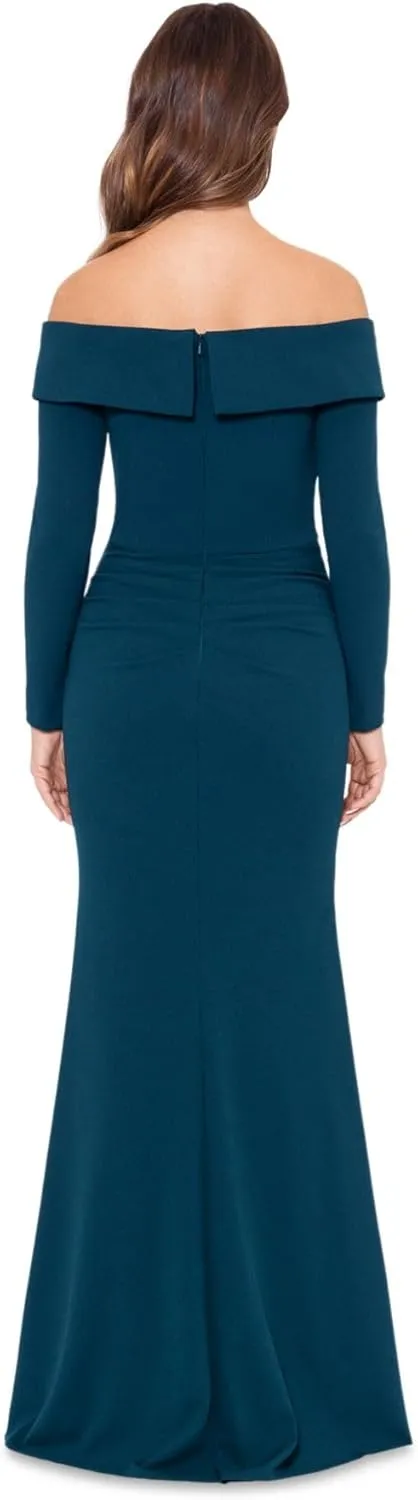 Xscape Womens Off The Shoulder Scuba Maxi Dress
