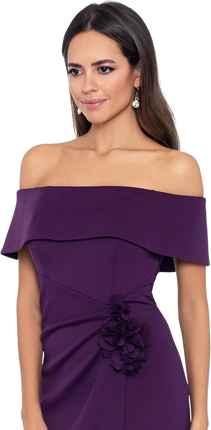 Xscape Womens Rosette Cocktail and Party Dress