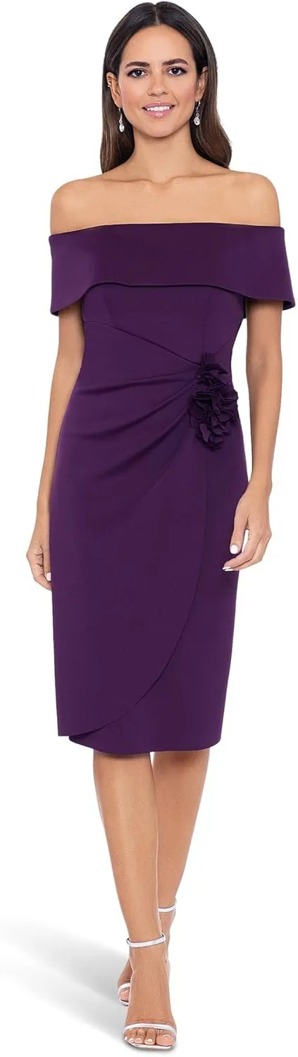 Xscape Womens Rosette Cocktail and Party Dress