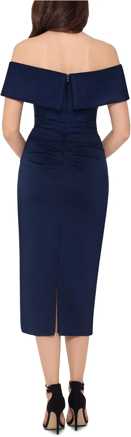 Xscape Womens Ruffled Gathered Sheath Dress