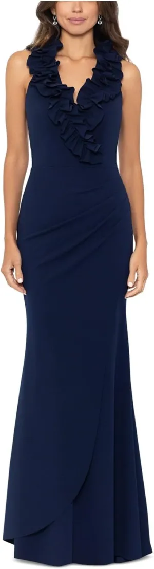 Xscape Womens Ruffled Long Evening Dress