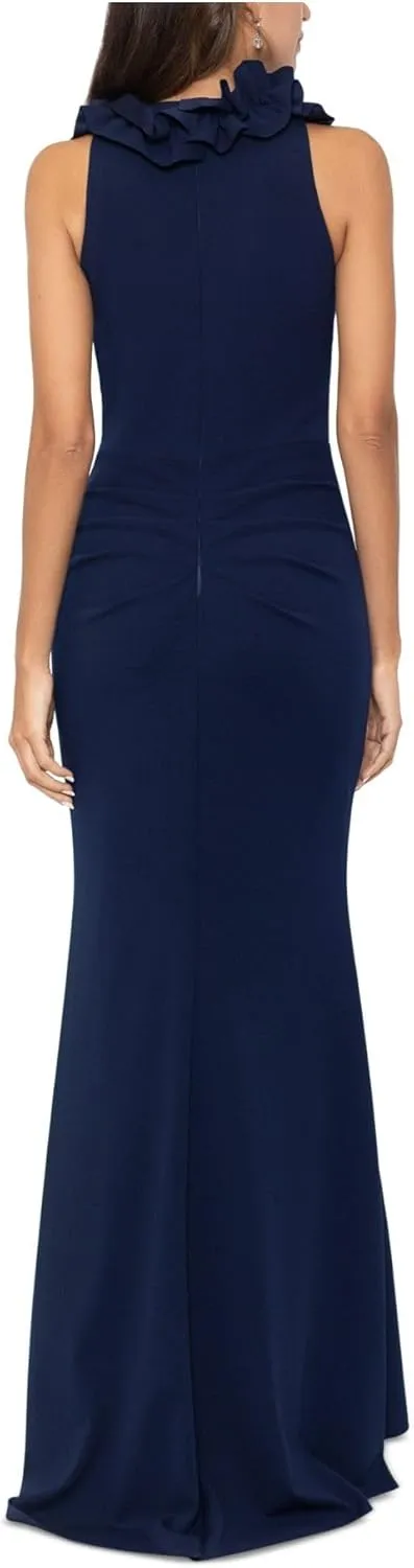 Xscape Womens Ruffled Long Evening Dress