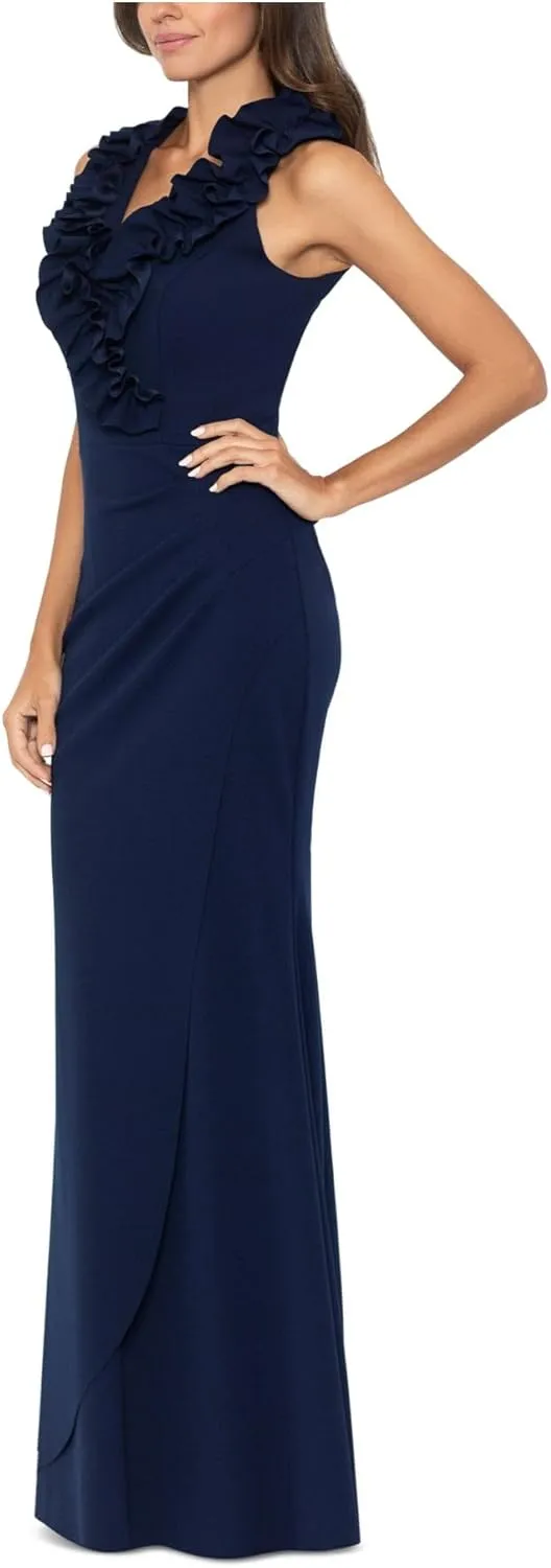 Xscape Womens Ruffled Long Evening Dress