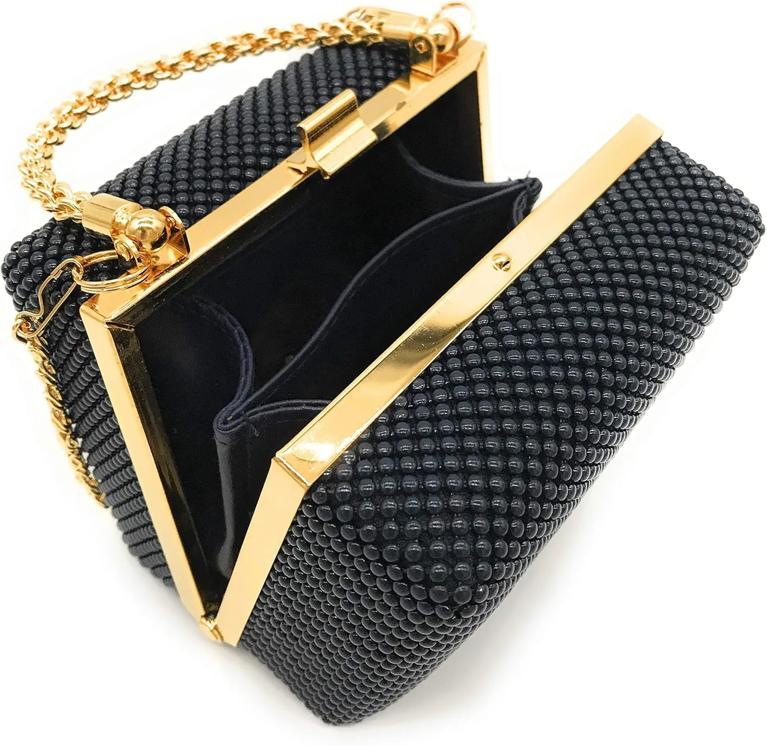 XX-Small clutch Metal beaded mesh evening box purse for Cocktail Party Prom Wedding Banquet