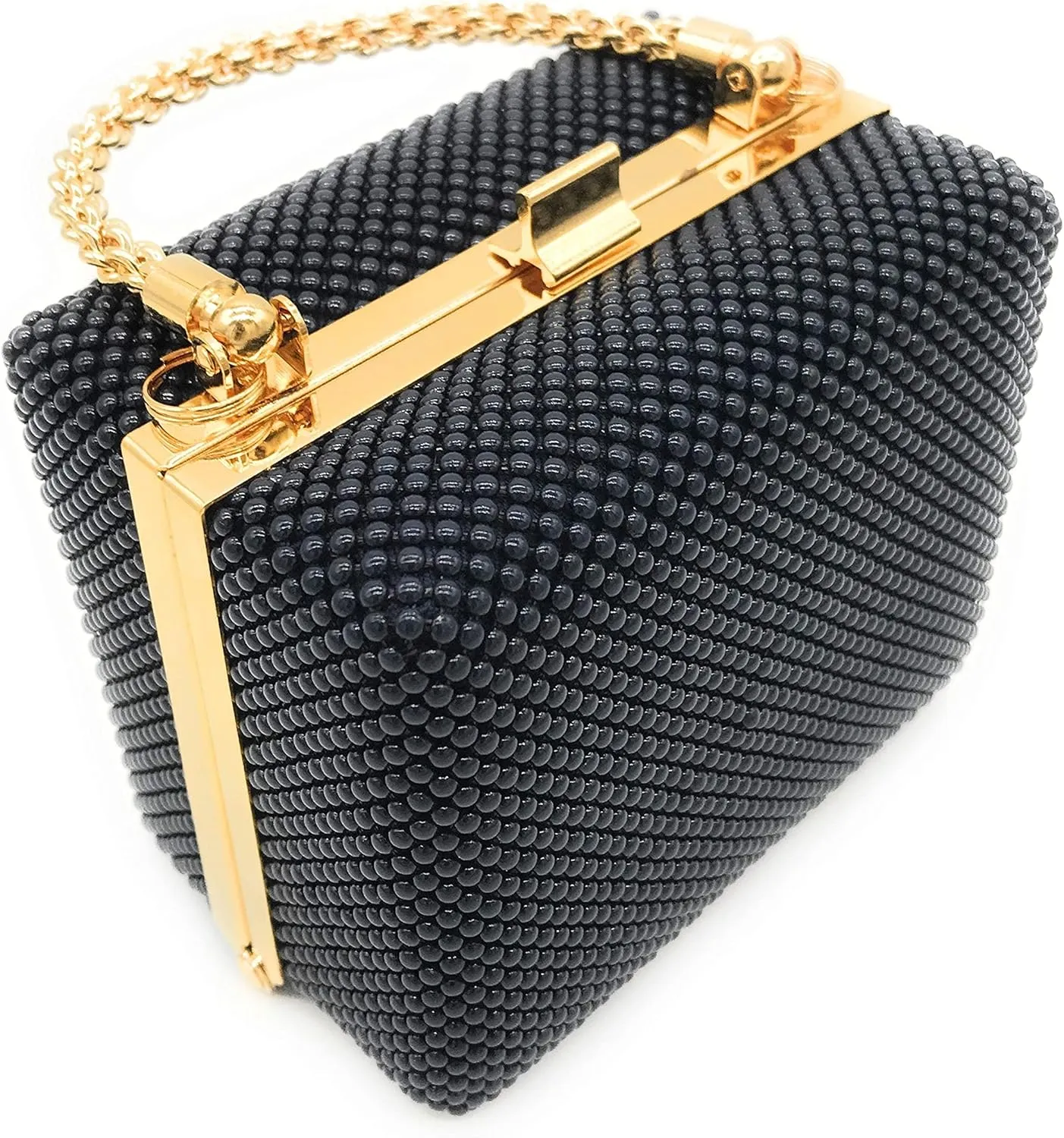 XX-Small clutch Metal beaded mesh evening box purse for Cocktail Party Prom Wedding Banquet