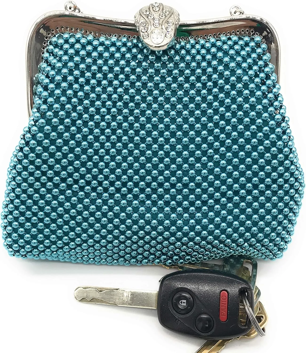 XX-Small Women clutch Metal Beaded mesh evening purse bag for Cocktail Party Prom Wedding Banquet