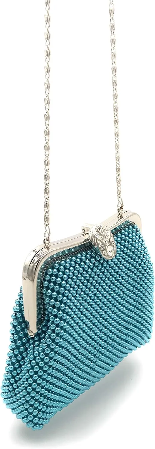 XX-Small Women clutch Metal Beaded mesh evening purse bag for Cocktail Party Prom Wedding Banquet