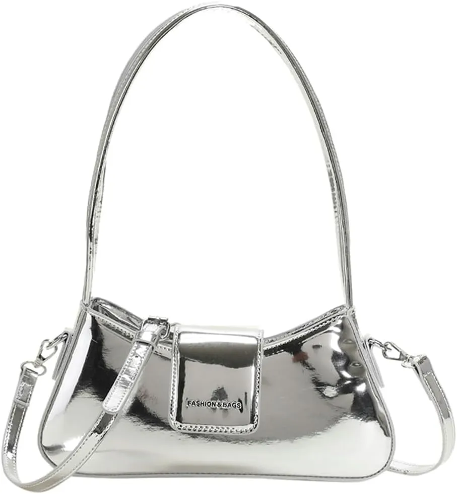 Y2k Silver Purse Shiny Evening Purse Women Tote Handbag Evening Clutch Bag for Wedding Party