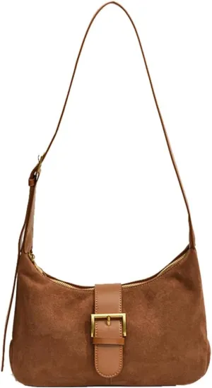 YFGBCX Suede Tote Bag for Women,Casual Hobo Bag,Women's Fashion Shoulder Bag,Brown Faux Suede Tote,Purse,Saddle Bag