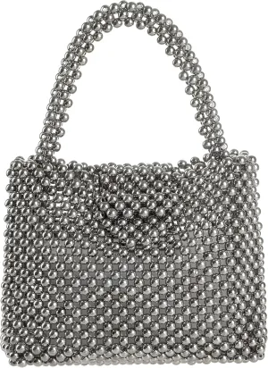 YUSHINY Women Acrylic Beaded Evening Tote Medium HandBag with Pull-on Closure for Wedding Party