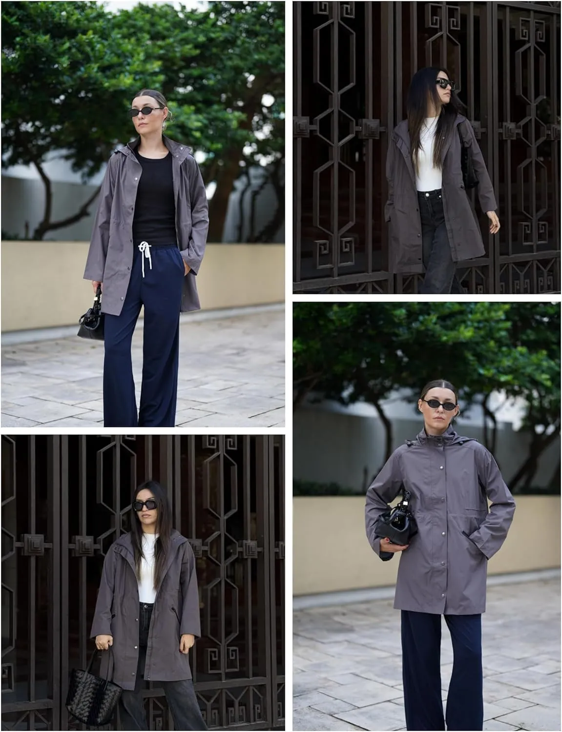 Zeagoo Raincoat Women Waterproof Long Hooded Rain Jacket Trench Coats Windbreaker Travel Jacket