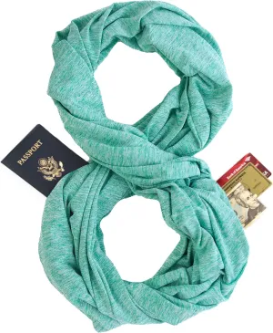 Zero Grid Infinity Travel Scarf Loop with Hidden Zipper Pockets for Passport, Phone, Cash, Cards
