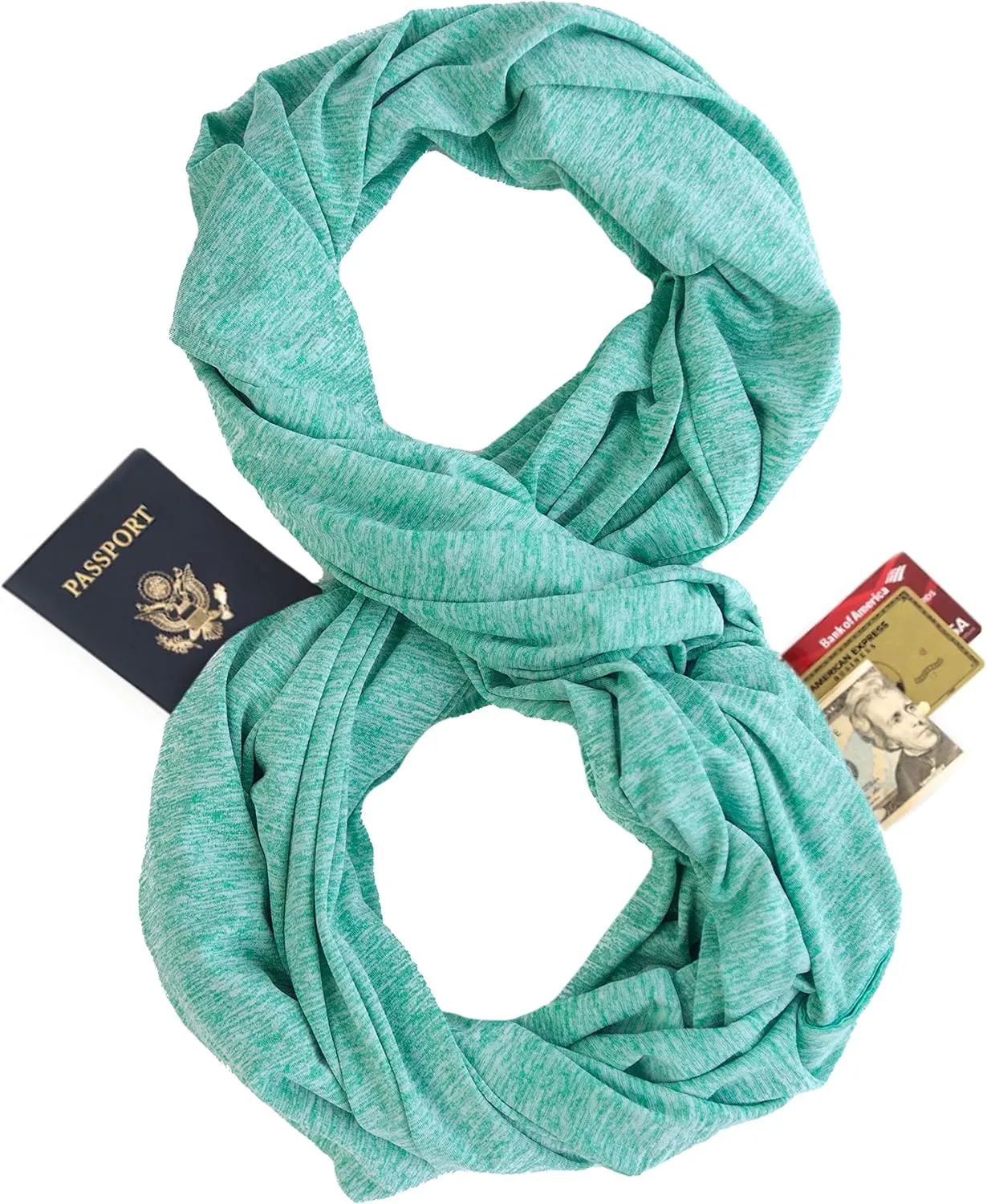 Zero Grid Infinity Travel Scarf Loop with Hidden Zipper Pockets for Passport, Phone, Cash, Cards