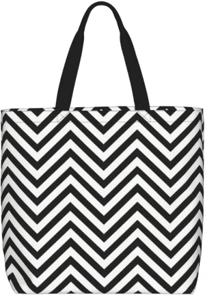 ZigZag Stripe Print zipper shoulder bag for women.Beach,travel and daily use,lightweight,stylish