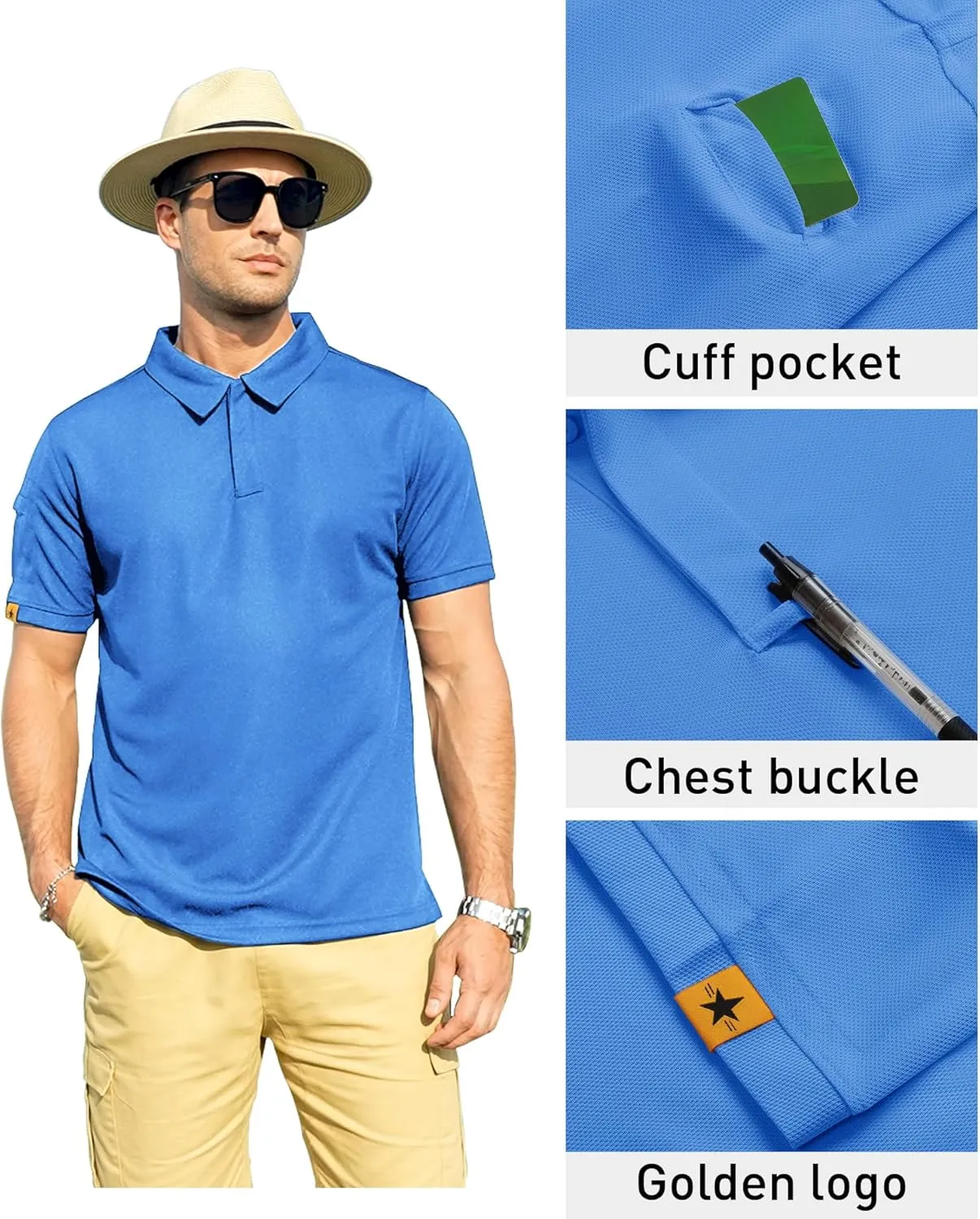 ZITY Mens Polo Shirt Short Sleeve Sports Tactical T-Shirt Athletic Golf Polos Daily Casual Stylish Collared Shirts for Men