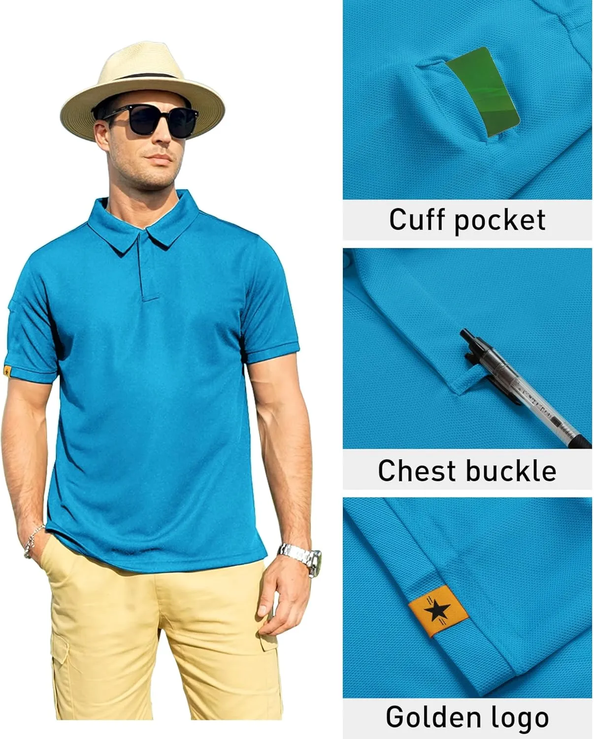 ZITY Mens Polo Shirt Short Sleeve Sports Tactical T-Shirt Athletic Golf Polos Daily Casual Stylish Collared Shirts for Men