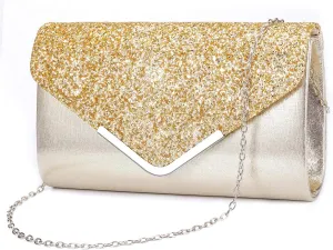ZIUMUDY Women's Sparkle Evening Bags Envelope Clutches Shoulder Chain Handbag Bridal Wedding Purse