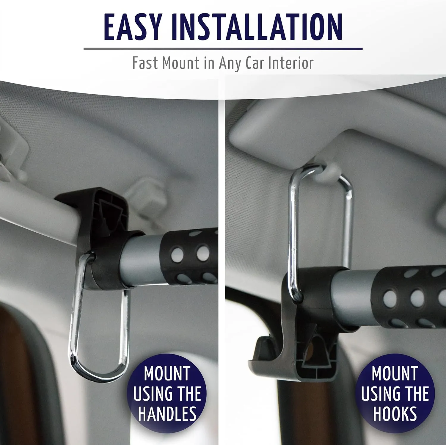 Zone Tech Automotive Expandable Clothes Hanger Bar - 2-Piece Premium Quality Black Heavy Duty Retractable Vehicle Clothing Rod for Travel, Extendable 34”- 62”-Perfect for Car, Trucks & SUV