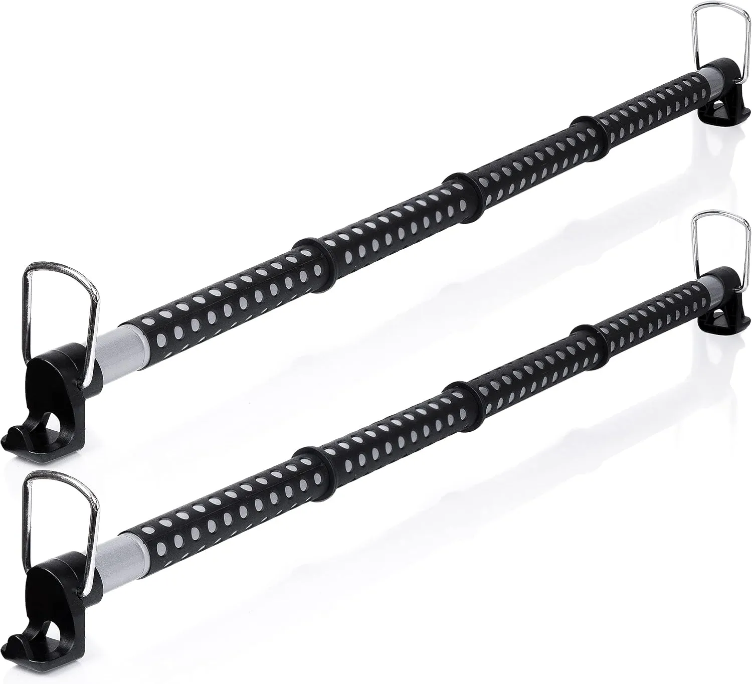 Zone Tech Automotive Expandable Clothes Hanger Bar - 2-Piece Premium Quality Black Heavy Duty Retractable Vehicle Clothing Rod for Travel, Extendable 34”- 62”-Perfect for Car, Trucks & SUV
