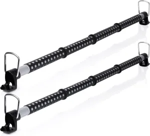 Zone Tech Automotive Expandable Clothes Hanger Bar - 2-Piece Premium Quality Black Heavy Duty Retractable Vehicle Clothing Rod for Travel, Extendable 34”- 62”-Perfect for Car, Trucks & SUV