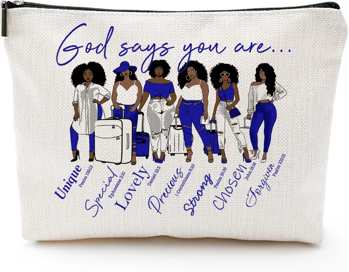 ZPB Sorority Cosmetic Bag – Finer Women Gift, God Says You Are Zipper Pouch, Zeta-Inspired Makeup Bag for Sorority Sisters, Travel Organizer Gift for Women
